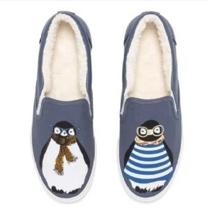 Bucketfeet | Mr. & Mrs Penguin Blue Sneakers With Fleece Lining